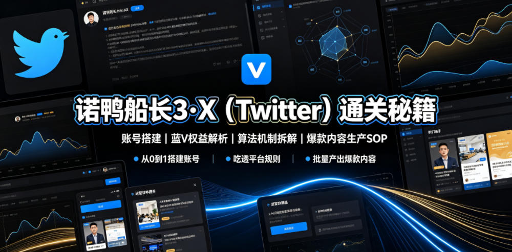 诺鸭船长3·X（Twitter）通关秘籍，涵盖账号搭建、蓝V权益解析、算法机制拆解及爆款内容生产SOP（更新）
