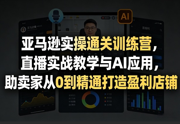 亚马逊实操通关训练营，直播实战教学与AI应用，助卖家从0到精通打造盈利店铺（更新8月17日
