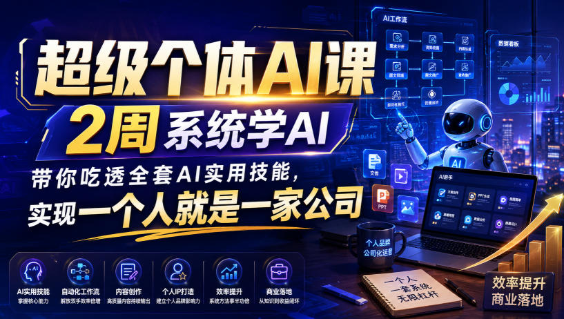 超级个体AI课,2周系统学AI,带你吃透全套AI实用技能,实现一个人就是一家公司(更新0818 超级个体AI课,2周系统学AI,带你吃透全套AI实用技能,实现一个人就是一家公司(更新0818