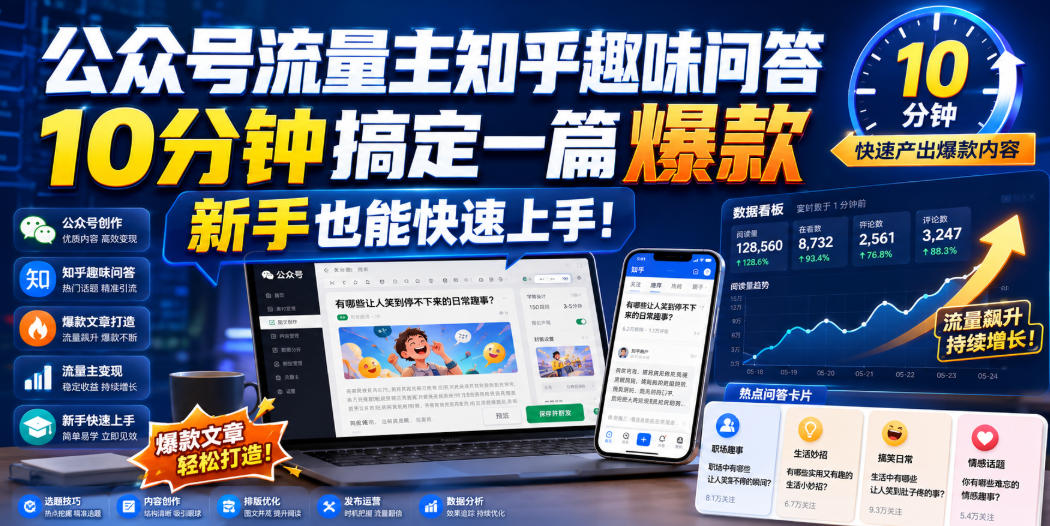 公众号流量主知乎趣味问答,10分钟搞定一篇爆款,新手也能快速上手! 公众号流量主知乎趣味问答,10分钟搞定一篇爆款,新手也能快速上手!
