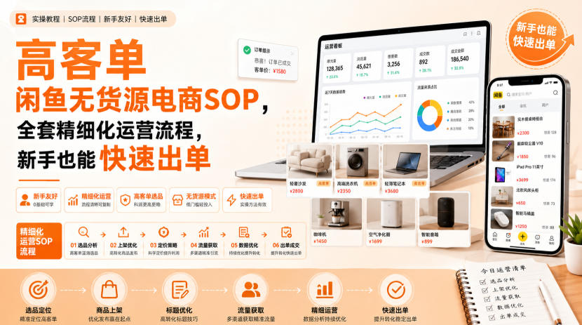 高客单闲鱼无货源电商SOP,全套精细化运营流程,新手也能快速出单 高客单闲鱼无货源电商SOP,全套精细化运营流程,新手也能快速出单