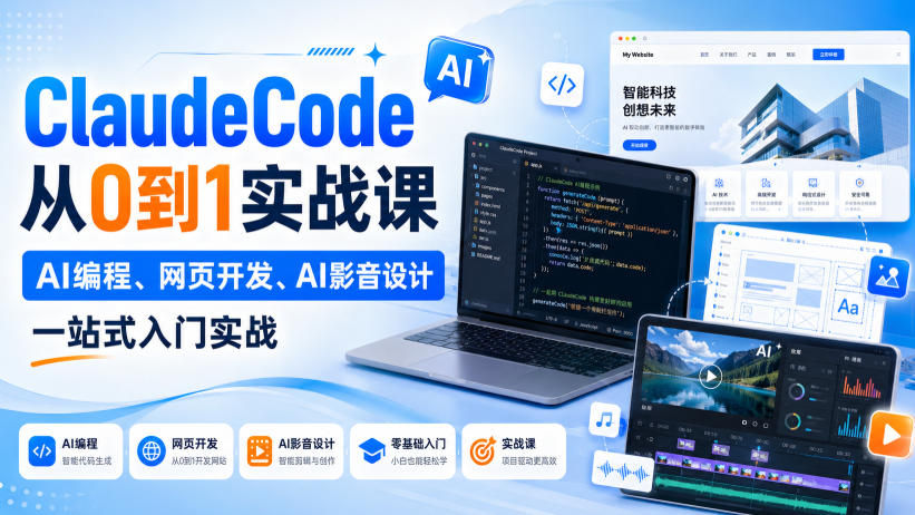 ClaudeCode从0到1实战课:AI编程、网页开发、AI影音设计一站式入门 ClaudeCode从0到1实战课:AI编程、网页开发、AI影音设计一站式入门
