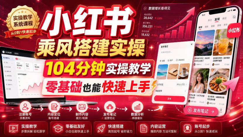 小红书乘风搭建实操,104分钟实操教学,零基础也能快速上手 小红书乘风搭建实操,104分钟实操教学,零基础也能快速上手