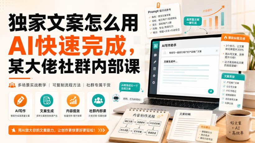 独家文案怎么用AI快速完成，某大佬社群内部课