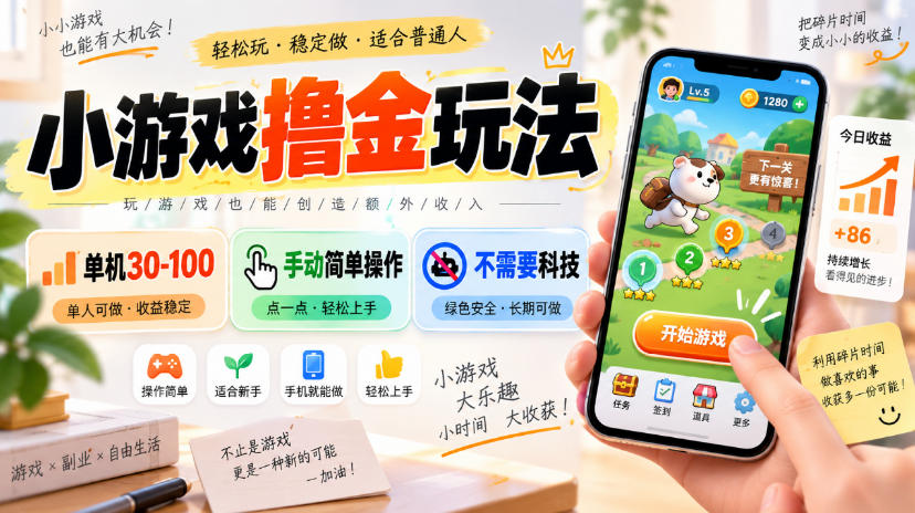 外面卖580全新的小游戏撸金玩法，单机30-100，手动简单操作，不需要科技（更新0918）