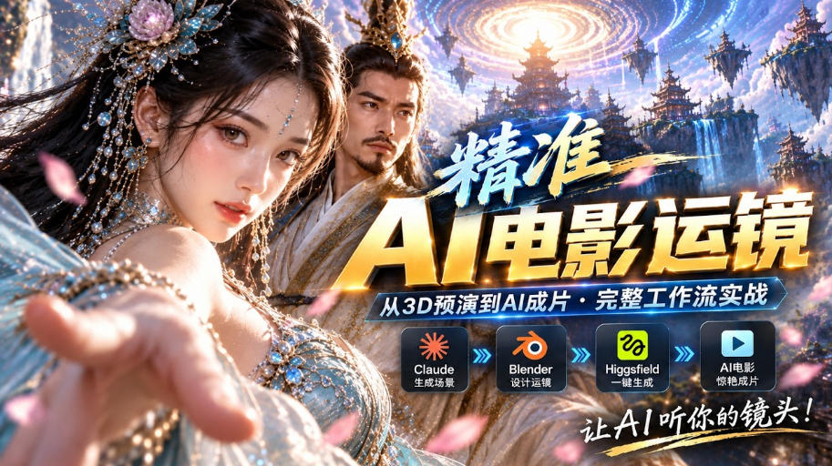 AI视频终于能精准运镜了！Claude+Blender+Higgsfield免费插件实测