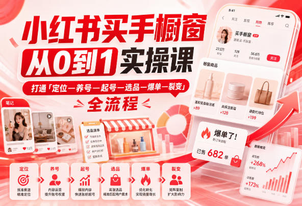 小红书买手橱窗从0到1实操课,打通「定位—养号—起号—选品—爆单—裂变」全流程 小红书买手橱窗从0到1实操课,打通「定位—养号—起号—选品—爆单—裂变」全流程