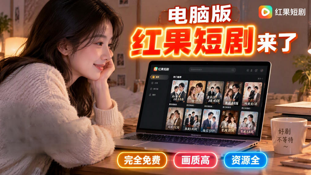手机看短剧费眼？电脑版红果短剧来了，完全免费、画质高、资源全