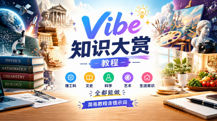 Vibe知识大赏全套制作教程:理工文史科学艺术都能做,简易教程含提示词 Vibe知识大赏全套制作教程:理工文史科学艺术都能做,简易教程含提示词