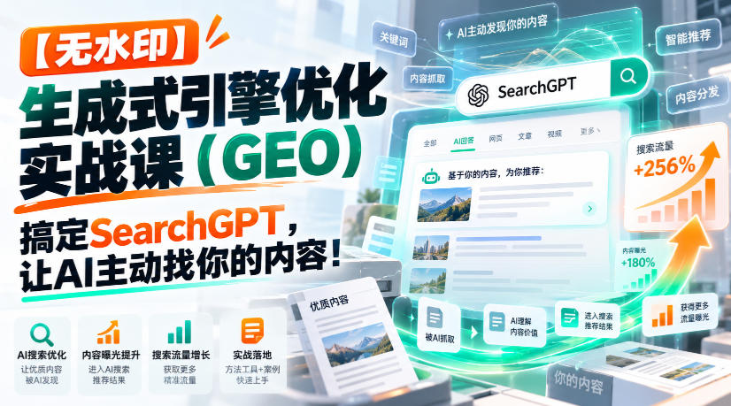 生成式引擎优化GEO实战课:搞定SearchGPT,让AI主动找到你的内容 生成式引擎优化GEO实战课:搞定SearchGPT,让AI主动找到你的内容