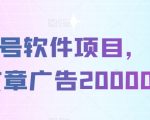 公众号软件项目，单篇文章广告20000+