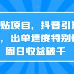 天涯神贴项目，抖音引流公众号转化，出单速度特别快，一周日收益破千