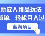 最新成人用品项目玩法，操作简单，动动手，轻松日入几张【揭秘】