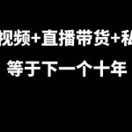 “短视频+直播带货+私域等于下一个十年，大佬7年实战经验总结