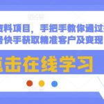 最新教辅资料项目，手把手教你通过抖音视频号快手获取精准客户及变现”