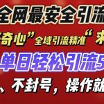 全网最安全引流创业粉技术来袭，不封号不废号，有操作就有流量【揭秘】