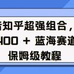 “抖音知乎超强组合，日入4张， 蓝海赛道，保姆级教程