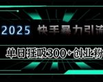 “2025年快手6.0保姆级教程震撼来袭，单日狂吸300+精准创业粉