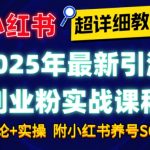 2025年最新小红书引流创业粉实战课程【超详细教学】小白轻松上手，月入1W+，附小红书养号SOP