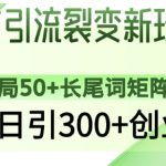 微信引流裂变新玩法：布局50+长尾词矩阵，轻松日引300+创业粉”