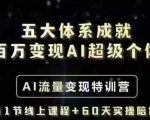 五大体系成就百万变现AI超级个体- AI流量变现特训营，一步一步教你一个人怎么年入百W”