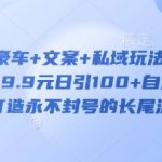 小红书豪车+文案+私域玩法，极速起号，9.9元日引100+自热创业粉，打造永不封号的长尾流量池