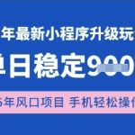 25年3月最新小程序升级玩法，单日稳定收益数张，风口项目，一个手机轻松操作【揭秘】