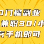 0门槛副业，线上兼职30一小时，有部手机即可【揭秘】