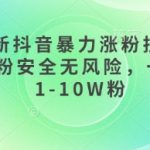 3月最新抖音暴力涨粉技术，快速涨粉安全无风险，一天涨1-10W粉