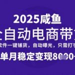 全网首发【闲鱼全自动电商带货】三年磨一剑，一朝露锋芒，单月稳定变现8k+【揭秘】