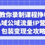 2025教你录制课程挣收益项目，私域公域流量IP营销做图包装变现全攻略