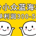 细分小众蓝海项目，一单利润3张，每月收入稳定过1w