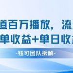 中老年赛道百万播放+流量主收益+定制收益，单日收益9张