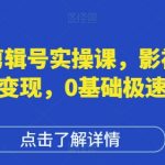影视剪辑号实操课，影视剪辑带货变现，0基础极速变现