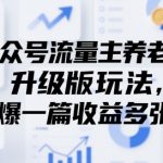 公众号流量主养老金升级版玩法，爆一篇收益多张