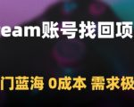 “Steam账号找回项目，冷门蓝海，0成本，需求极大