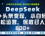 “DeepSeek+头条变现，保姆级教学，小白轻松上手，日入8张+【揭秘】