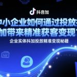 中小企业如何通过投放抖加带来精准获客变现？企业实体抖加投放精准变现秘籍
