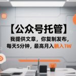 公众号托管 】我提供文章，你复制发布，每天5分钟，最高月入躺入1W【揭秘】