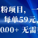 抖音男粉项目，一部手机搞定，每单59米，当天变现1k+  无需剪辑”