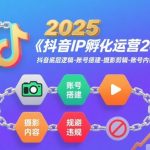 抖音IP孵化运营2025年，抖音底层逻辑-账号搭建-摄影剪辑-账号内容-规避违规”