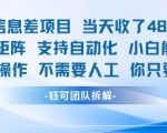 蓝海信息差项目当天收米1k+ 支持矩阵支持自动化小白能操作全程AI操作不需要人工你只要会电脑
