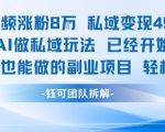 单条视频私域变现4.9k+利用AI做私域玩法 已经开始火热0基础也能做的副业项目轻松上手