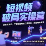 短视频破局实操营，业余到高手，打造短视频核心竞争力，实现商业闭环