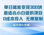 单日就能变现3张最适合小白做的项目0成本投入 无限复制