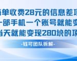 每单收费28米的项目单日能变现280左右 一部手机一个账号就能变现