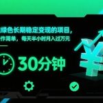纯绿色长期稳定变现的项目，制作简单，每天半小时月入过1W