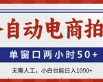 全自动电商拍手，单窗口两小时50+，无需人工，小白也能轻松日入1k+【揭秘】