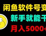 闲鱼软件号变现，新手就能干，月入5k+