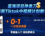蓝海项目挣美刀，最新Tiktok中视频计划教学，从0-1教你学会海外TK中视频，一次性讲清楚